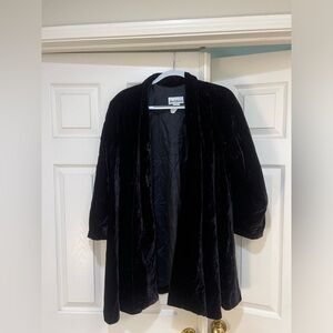 VTG Velvet Open Cardigan Maroon Dave &‎ Johnny XL 80s USA 90s Women's Mid Length